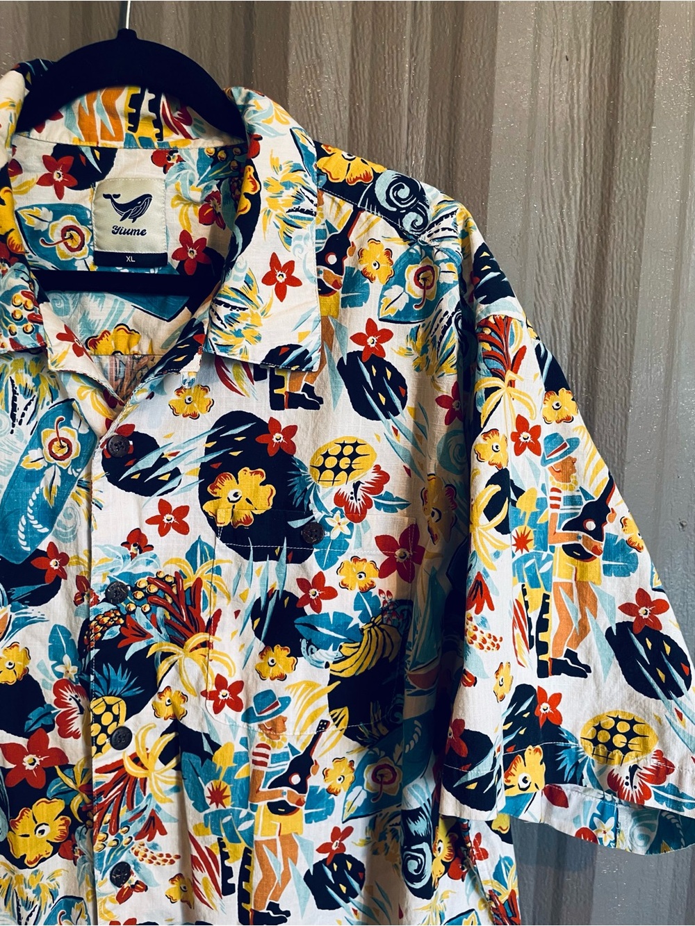 Yiume Blue Floral Sea Turtle Short Sleeve Button Down Aloha Hawaiian Shirt Nwt — image 2 of 8